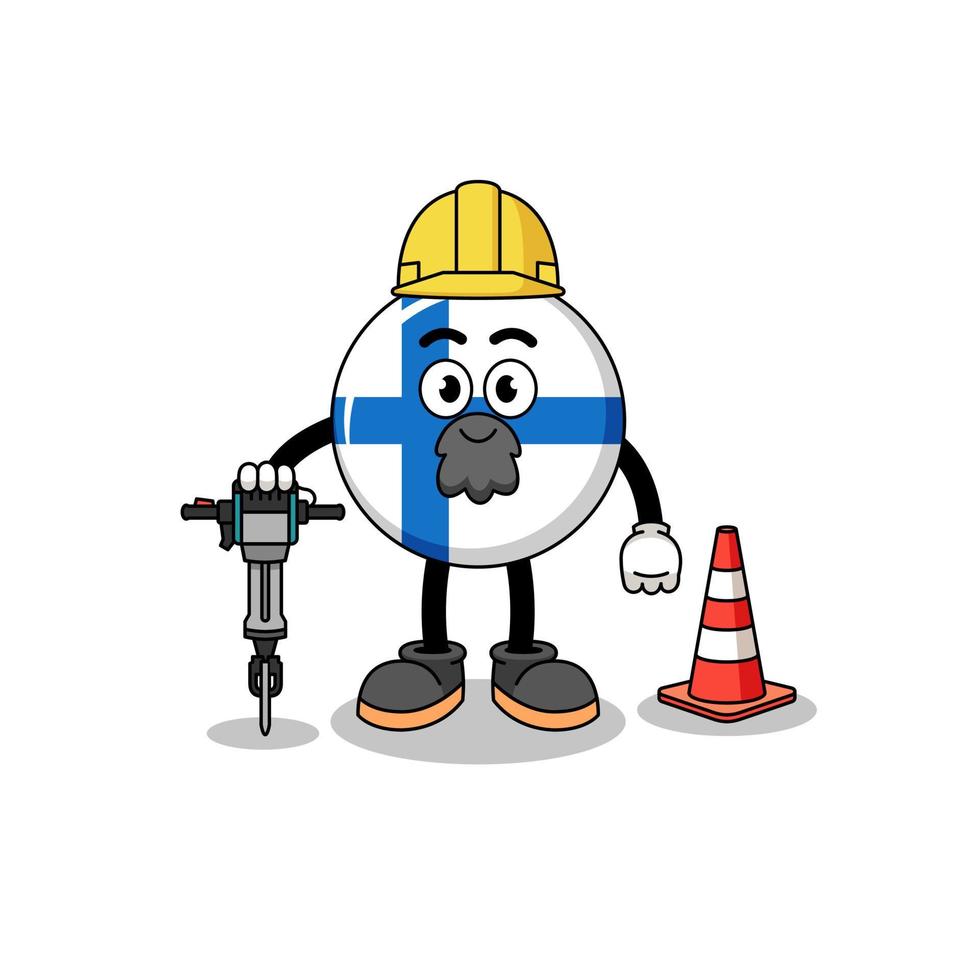 Character cartoon of finland working on road construction vector