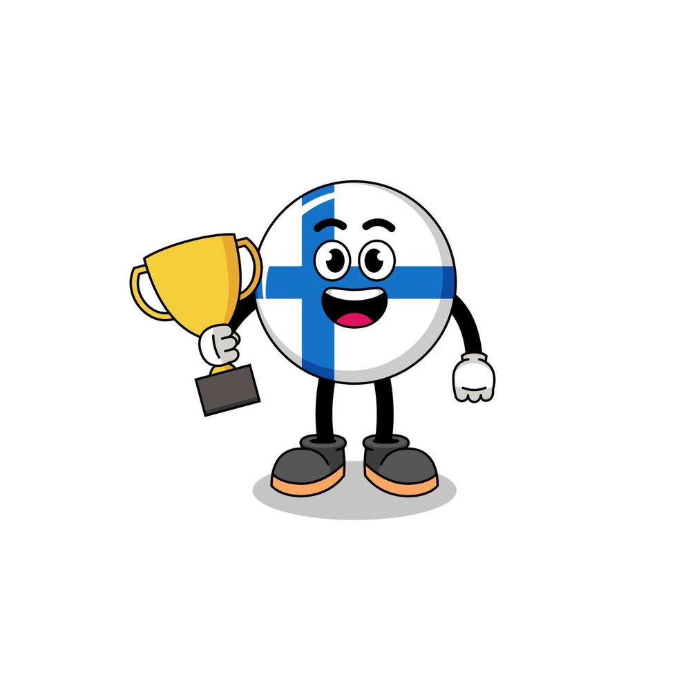Cartoon mascot of finland holding a trophy vector