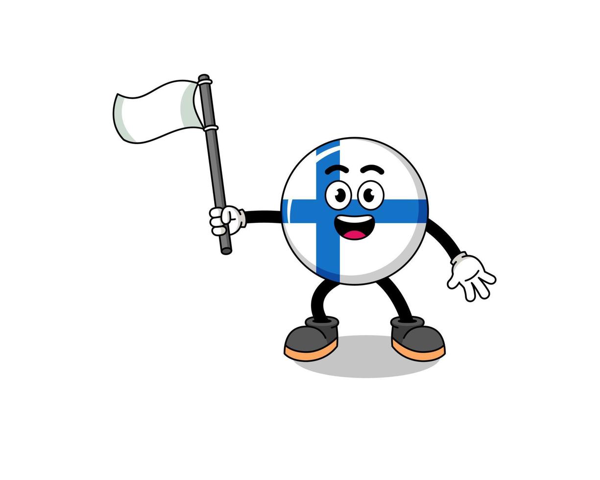 Cartoon Illustration of finland holding a white flag vector