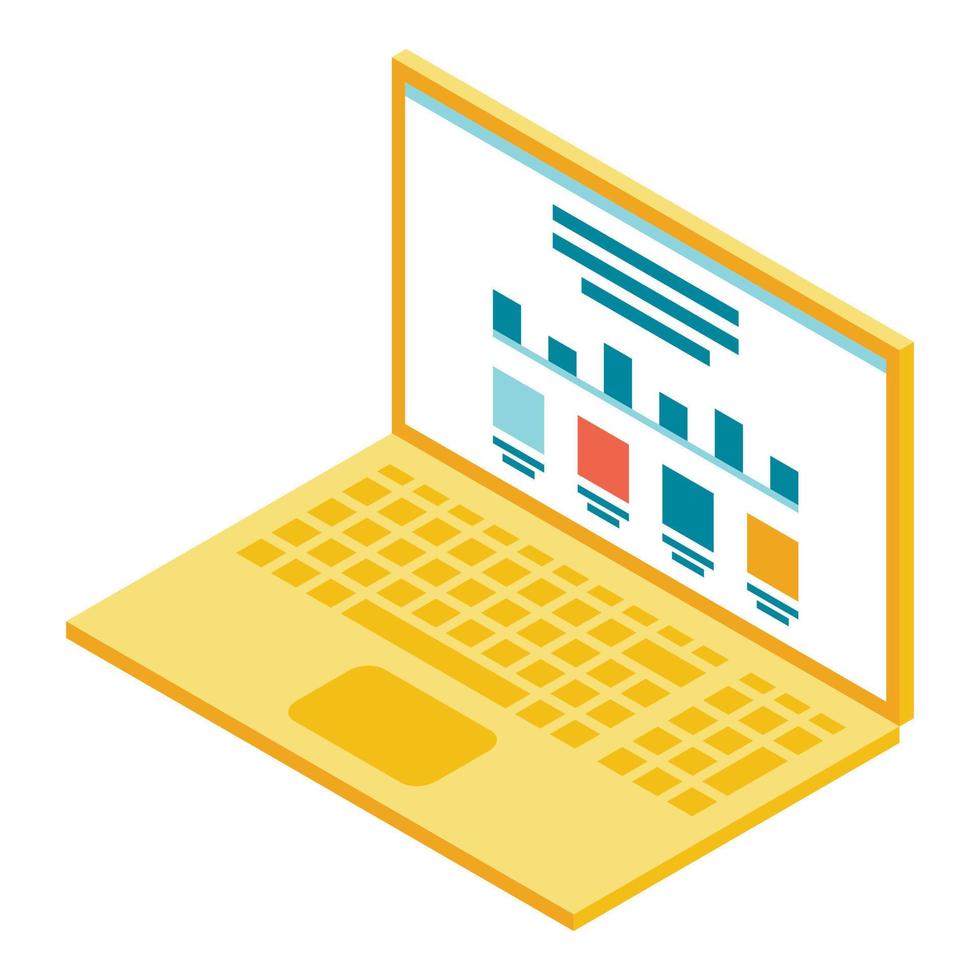 Gold laptop icon, isometric style vector