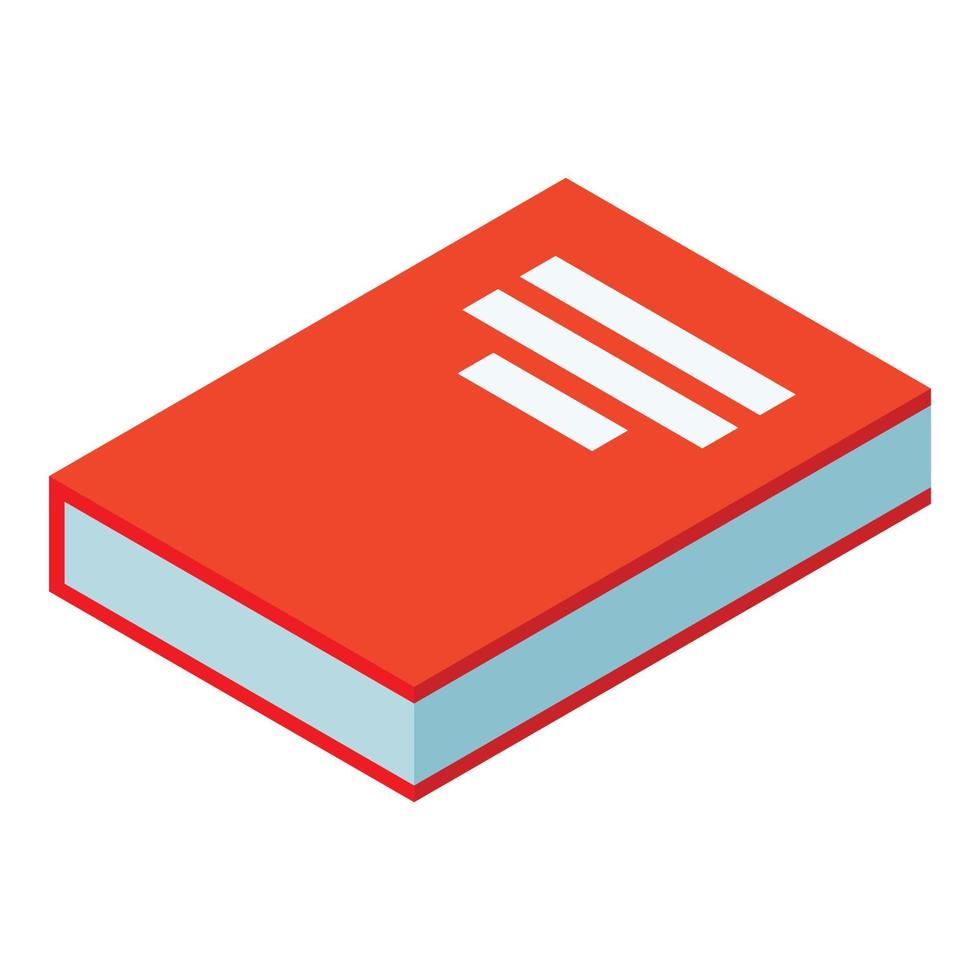 icono de libro rojo, estilo isométrico vector