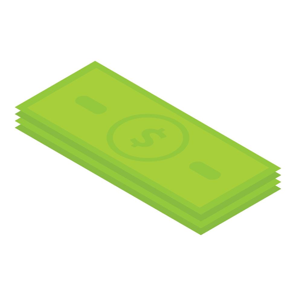 icono de billete de dólar, estilo isométrico vector