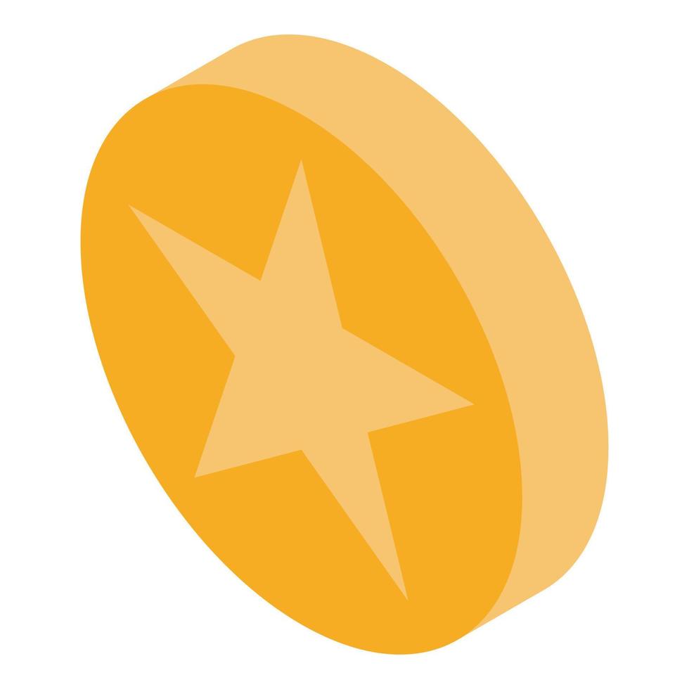 Gold star coin icon, isometric style vector