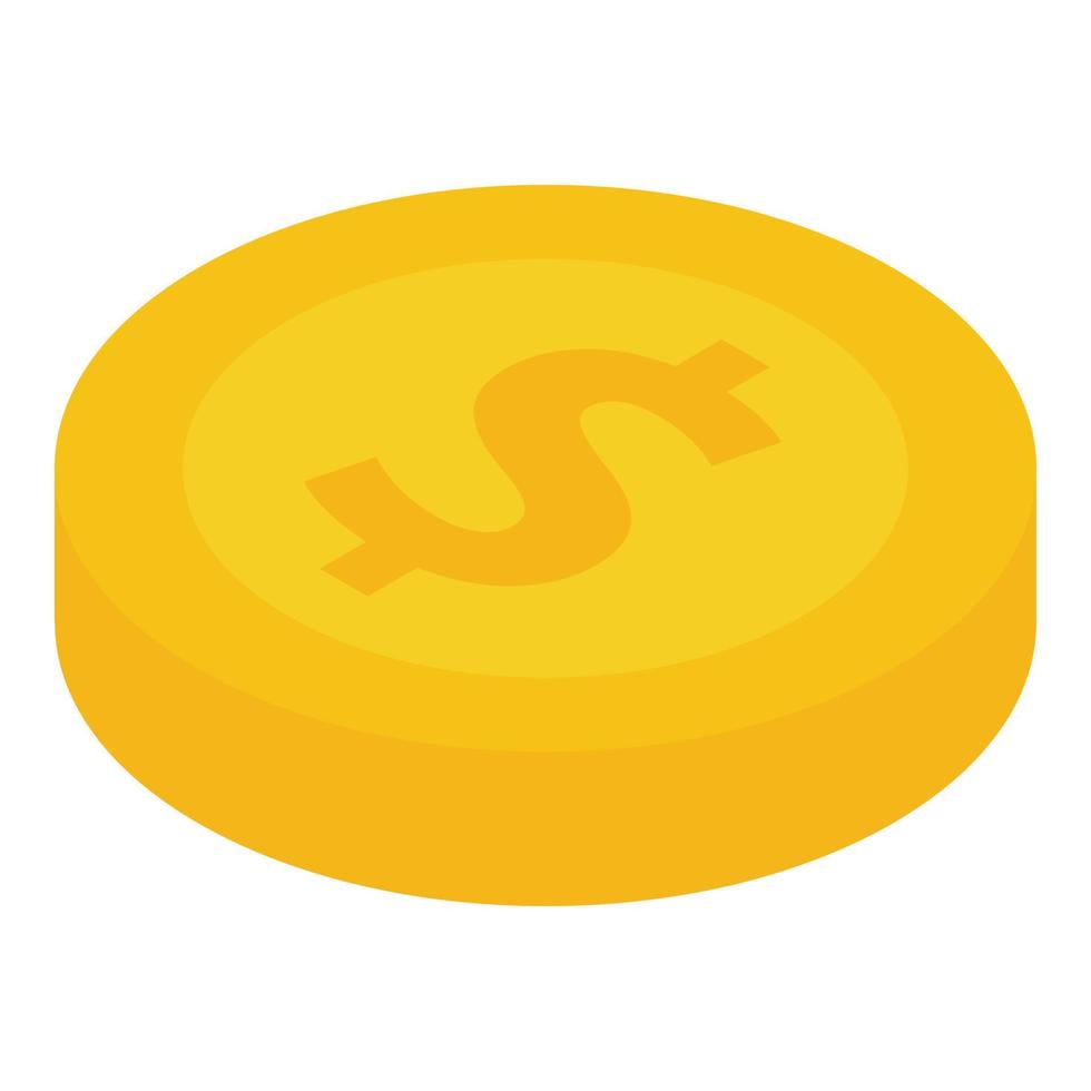 Dollar coin icon, isometric style vector