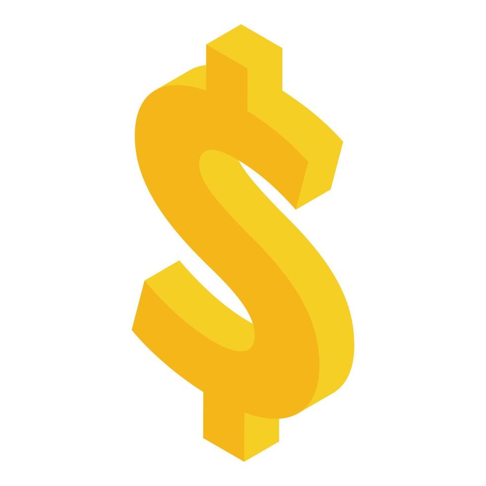 Dollar sign icon, isometric style vector