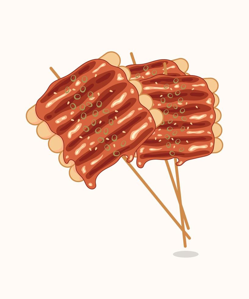 Tteokbokki Noodle vector. Spicy rice cake. Asian food, Korean food. Spicy sauce , Tteok-bokki popular street food vector