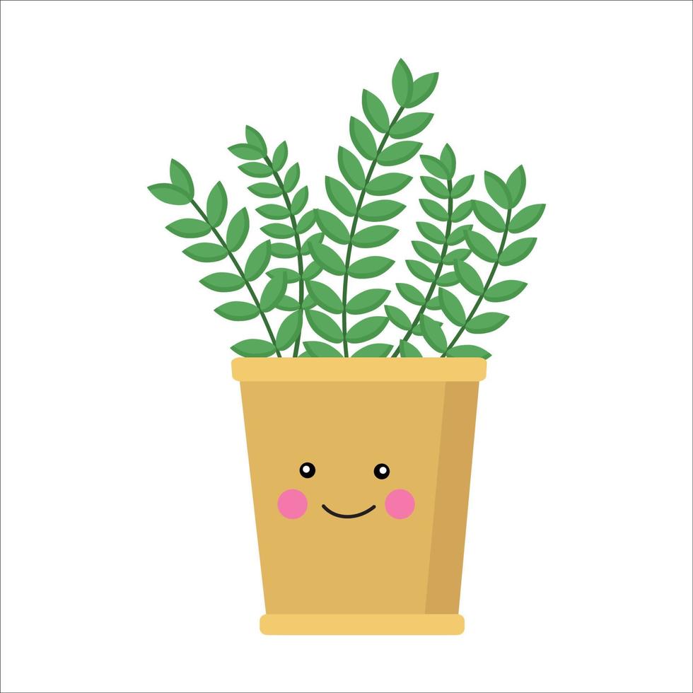 plant in a yellow pot in the face vector