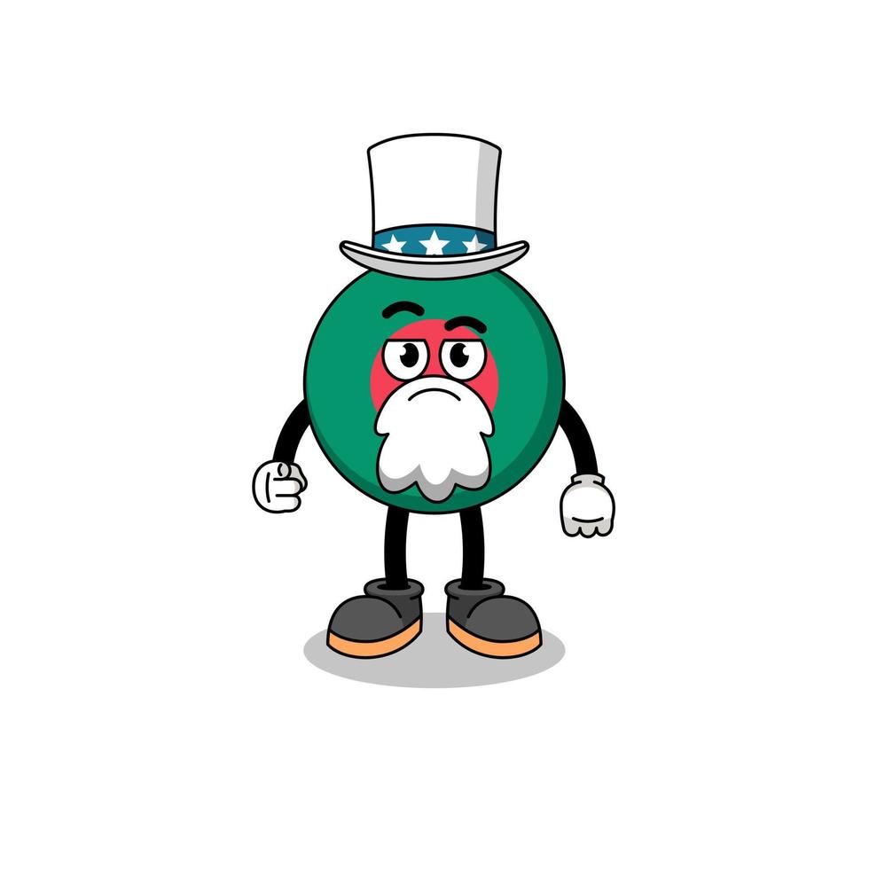 Illustration of bangladesh flag cartoon with i want you gesture vector