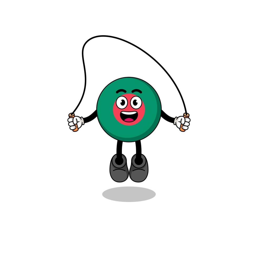 bangladesh flag mascot cartoon is playing skipping rope vector