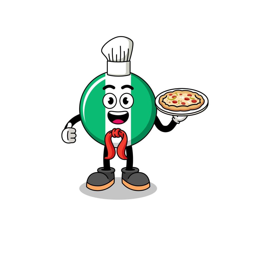 Illustration of nigeria flag as an italian chef vector