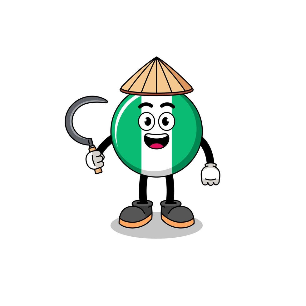 Illustration of nigeria flag as an asian farmer vector
