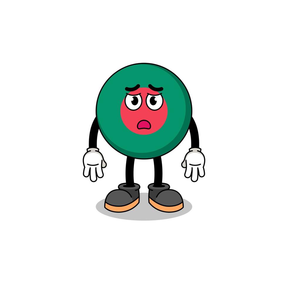 bangladesh flag cartoon illustration with sad face vector