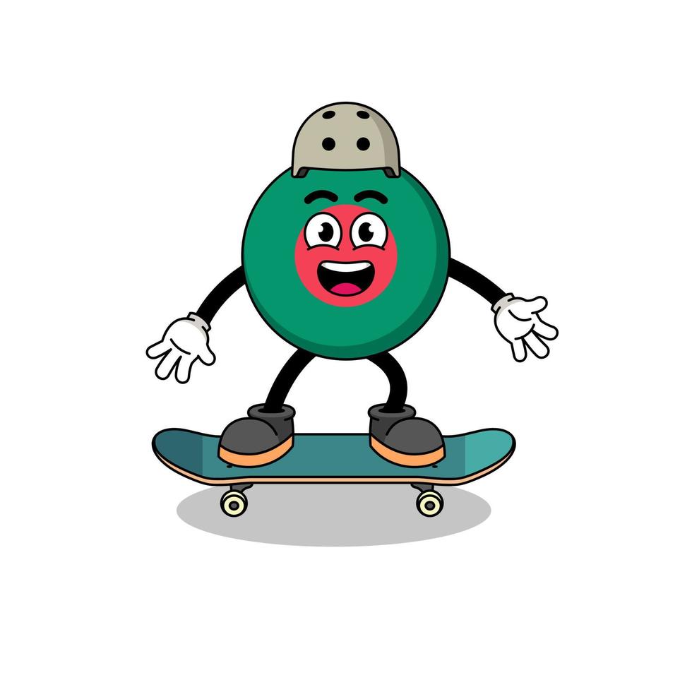 mascota de la bandera de bangladesh jugando una patineta vector