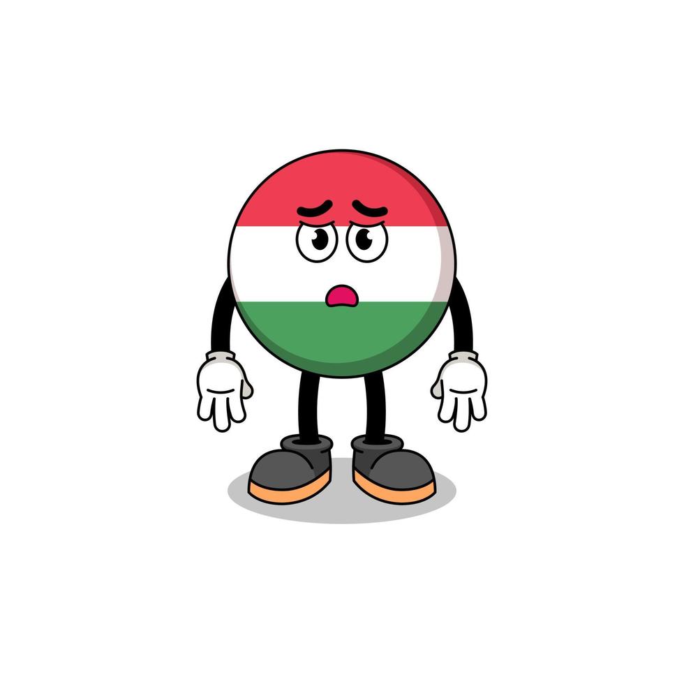 hungary flag cartoon illustration with sad face vector