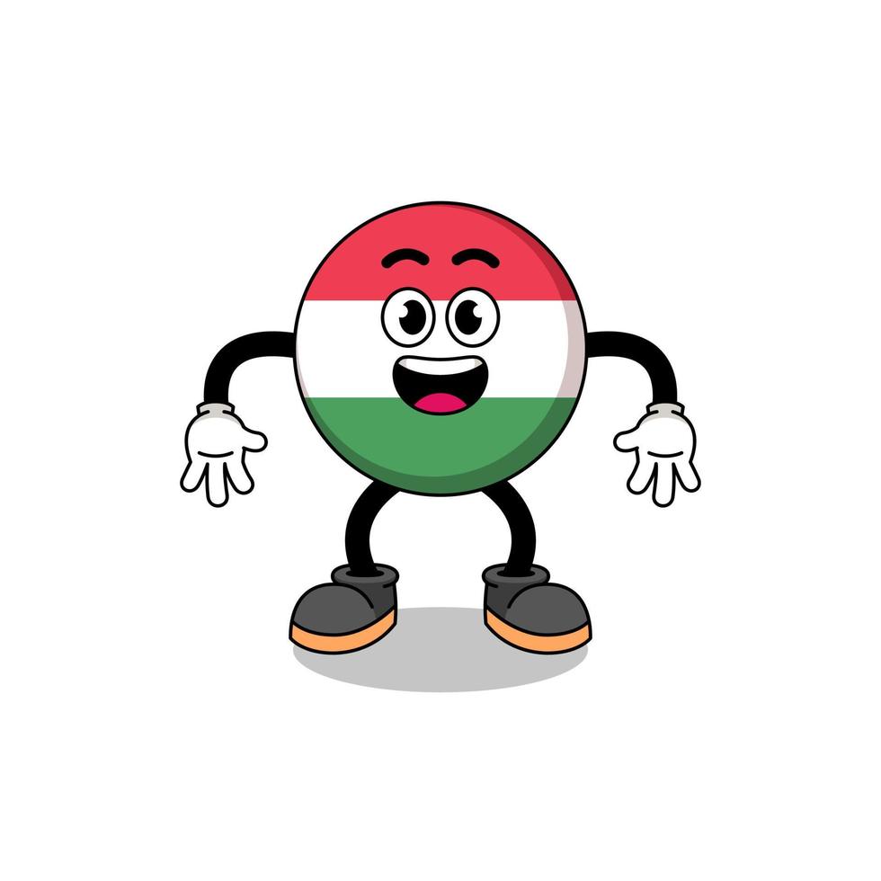 hungary flag cartoon with surprised gesture vector