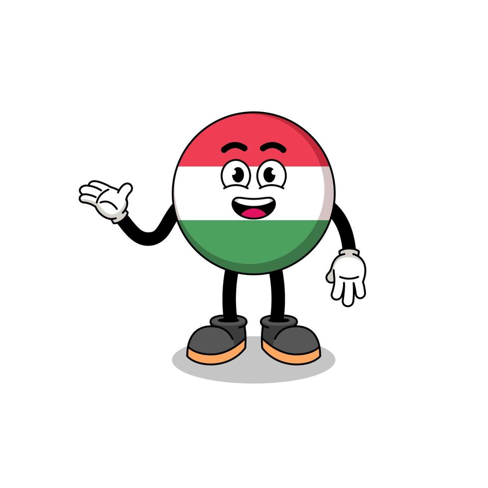 hungary flag cartoon with welcome pose vector