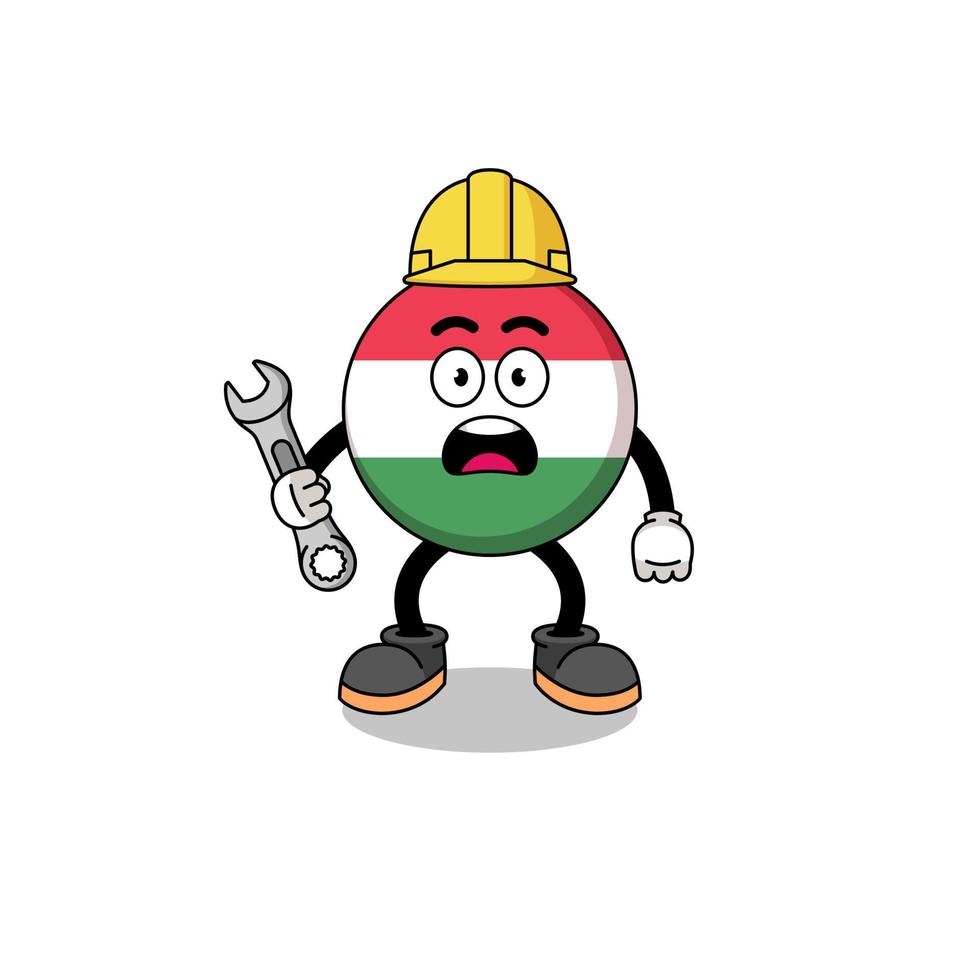 ilustración de personaje de bandera de hungría con error 404 vector
