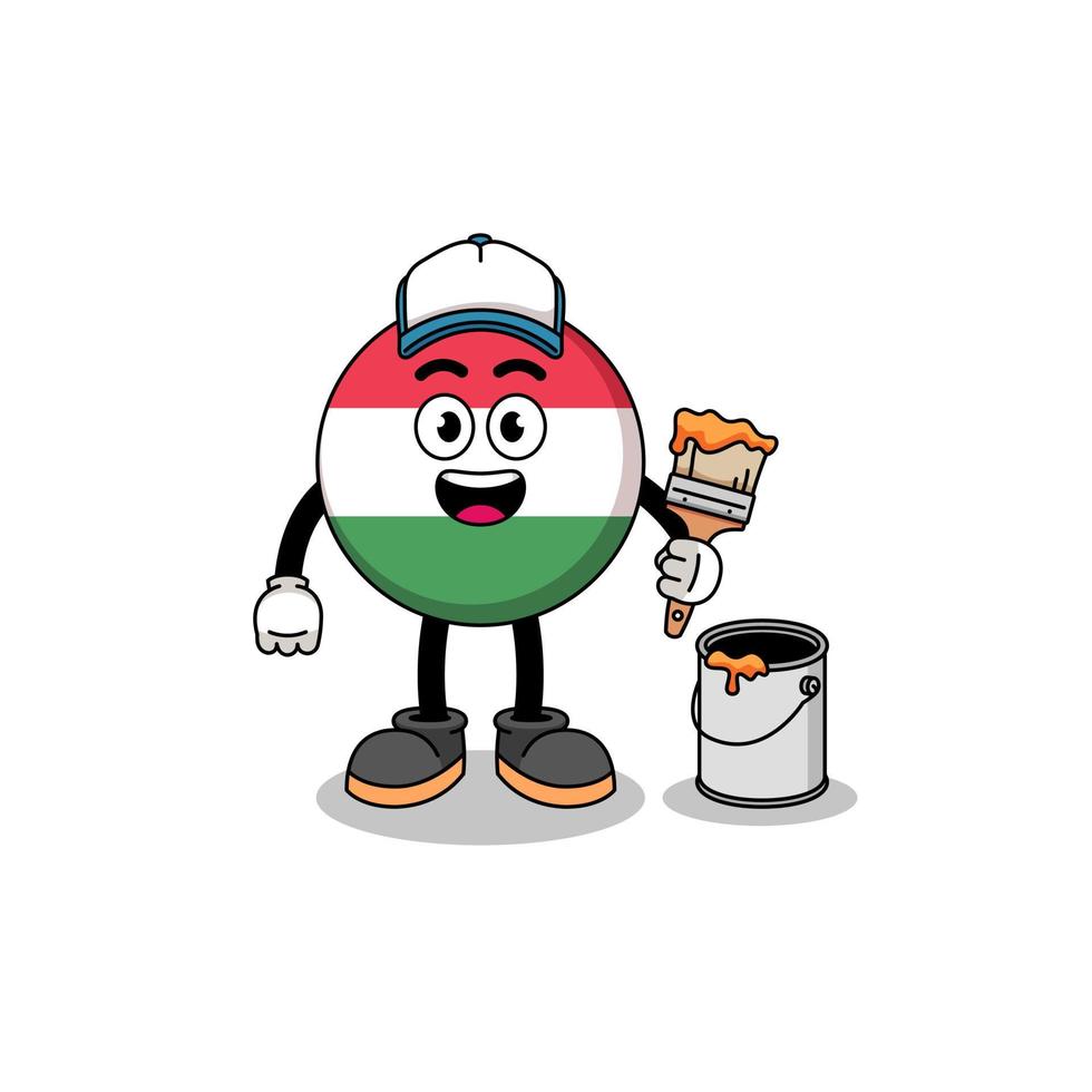 Character mascot of hungary flag as a painter vector