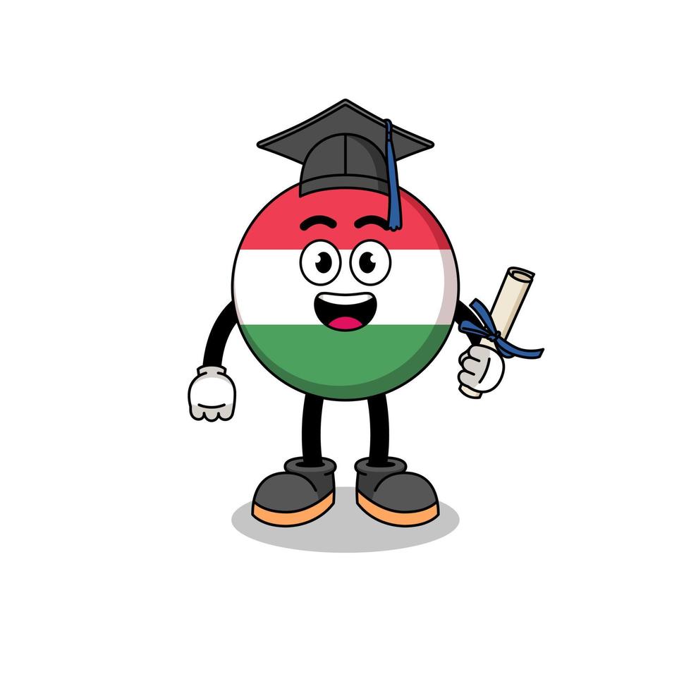 hungary flag mascot with graduation pose vector