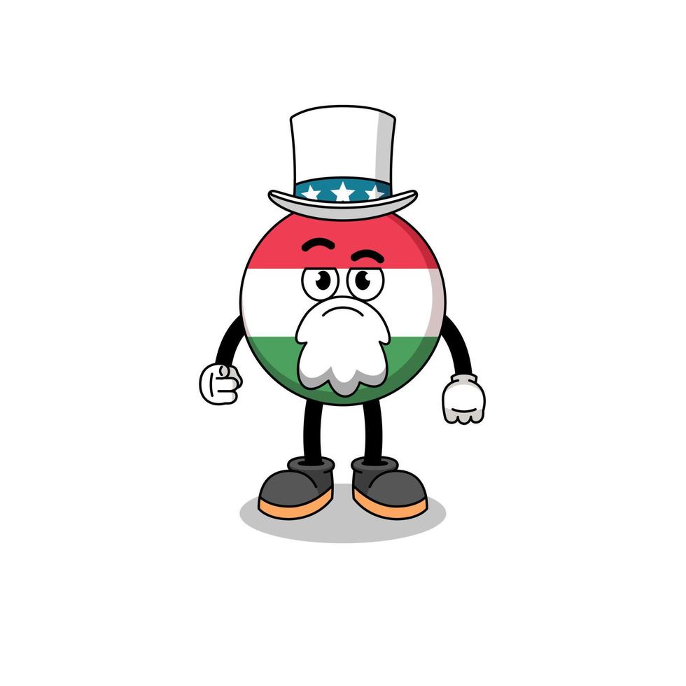 Illustration of hungary flag cartoon with i want you gesture vector