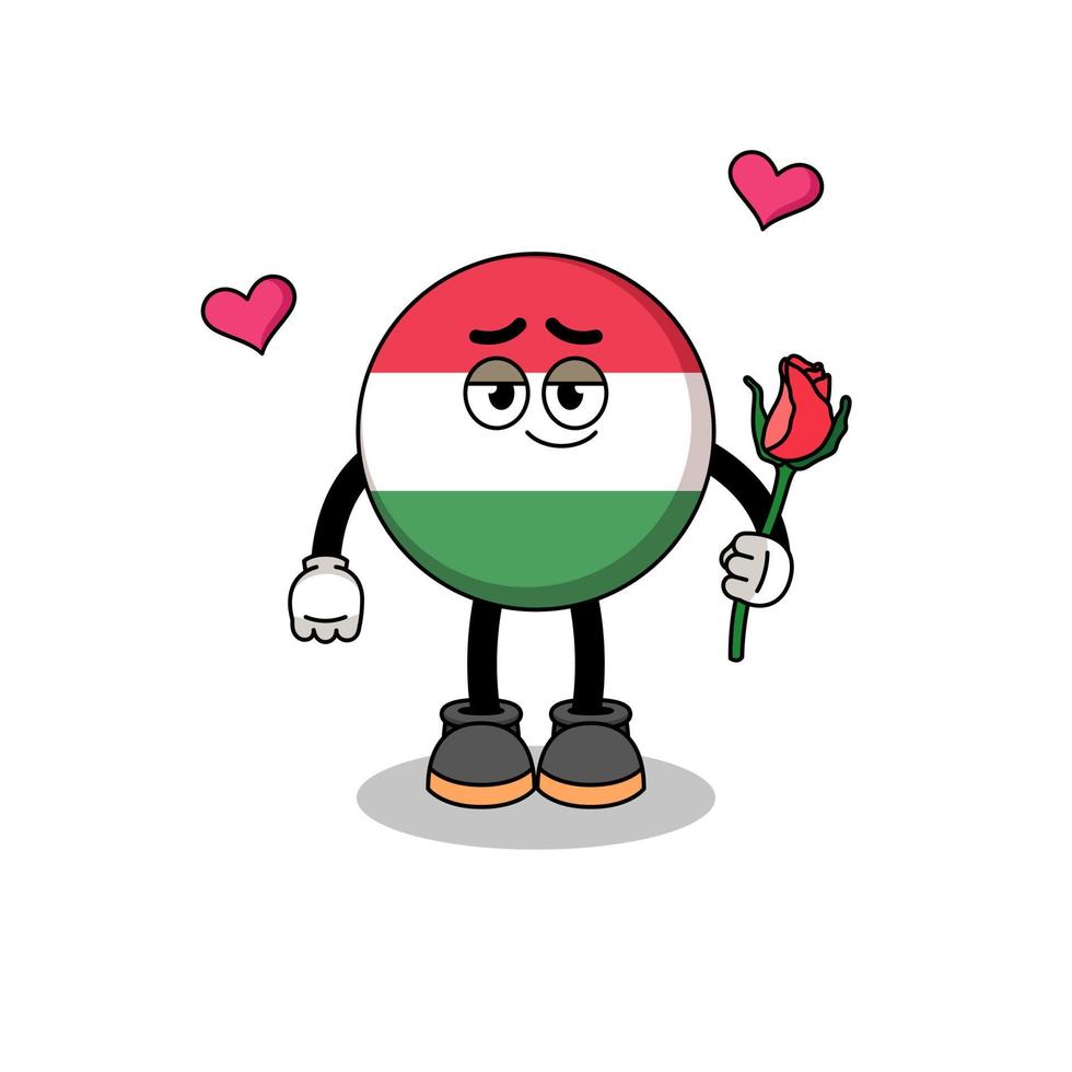 hungary flag mascot falling in love vector