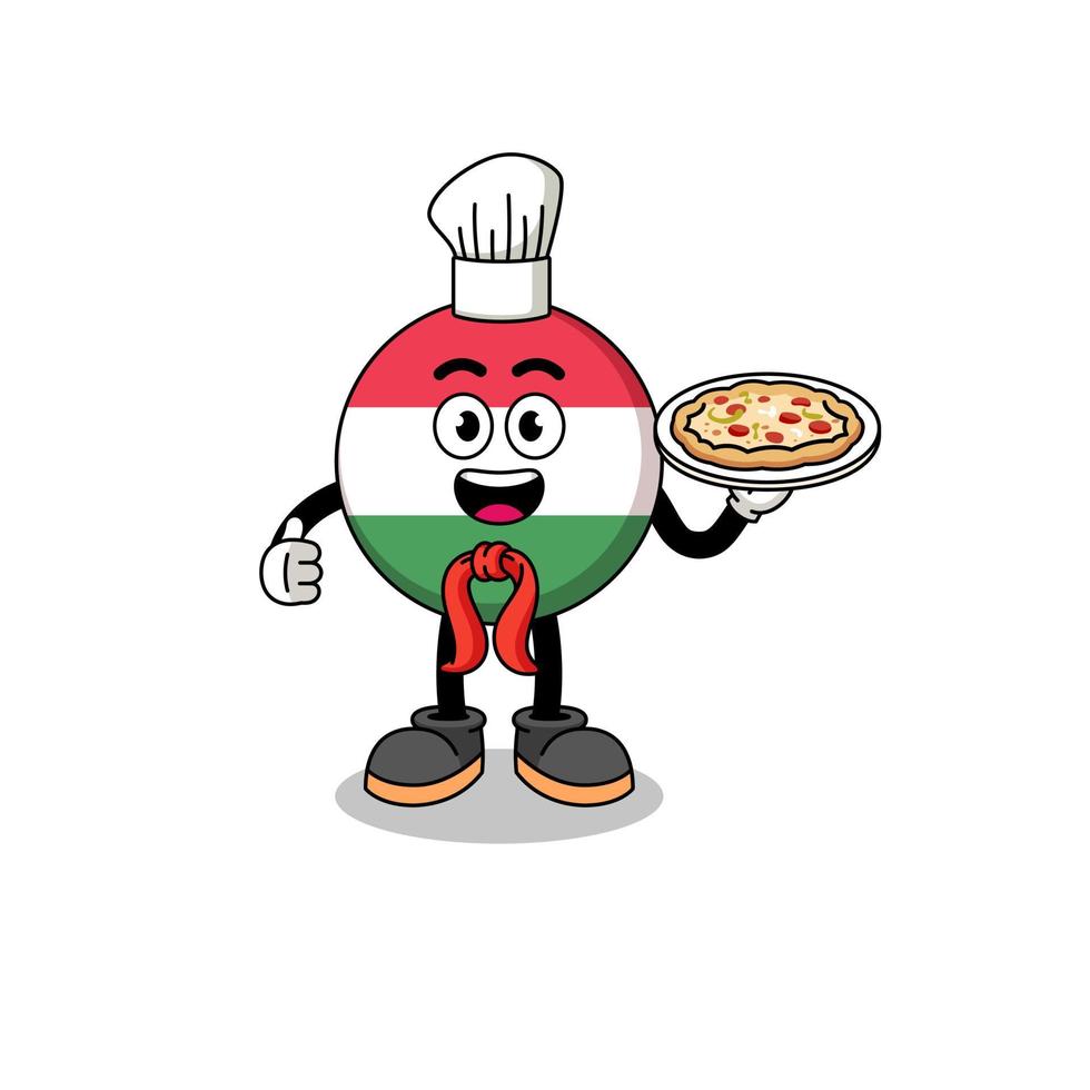 Illustration of hungary flag as an italian chef vector