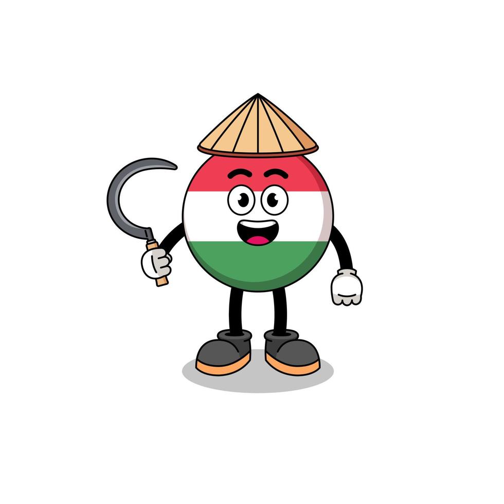 Illustration of hungary flag as an asian farmer vector