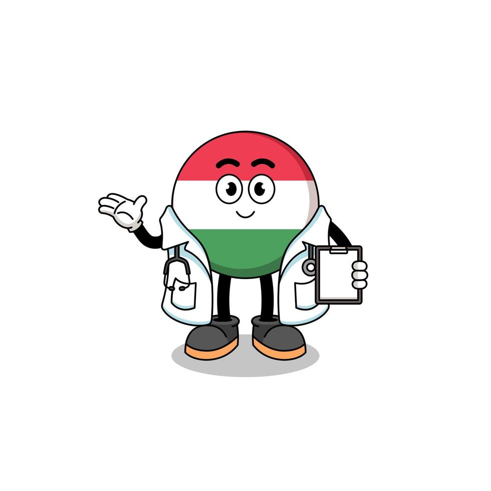 Cartoon mascot of hungary flag doctor vector