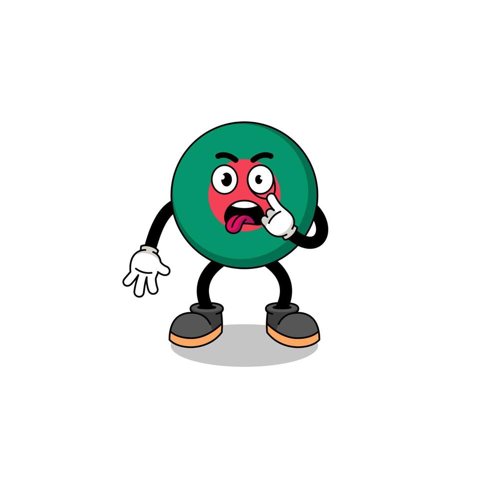 Character Illustration of bangladesh flag with tongue sticking out vector