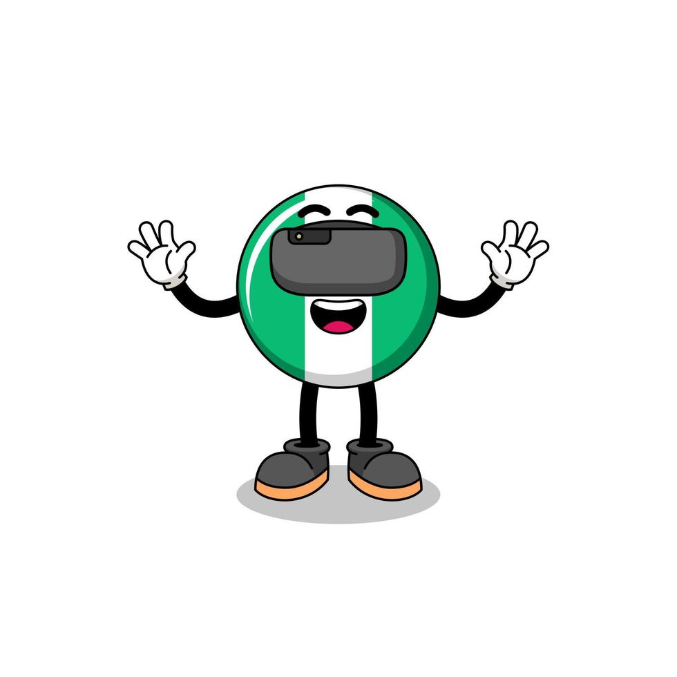 Illustration of nigeria flag with a vr headset vector