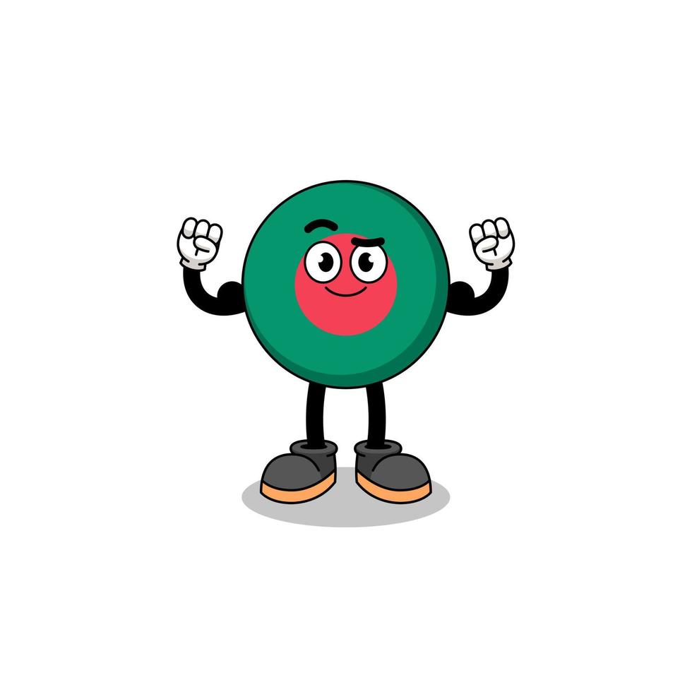 Mascot cartoon of bangladesh flag posing with muscle vector