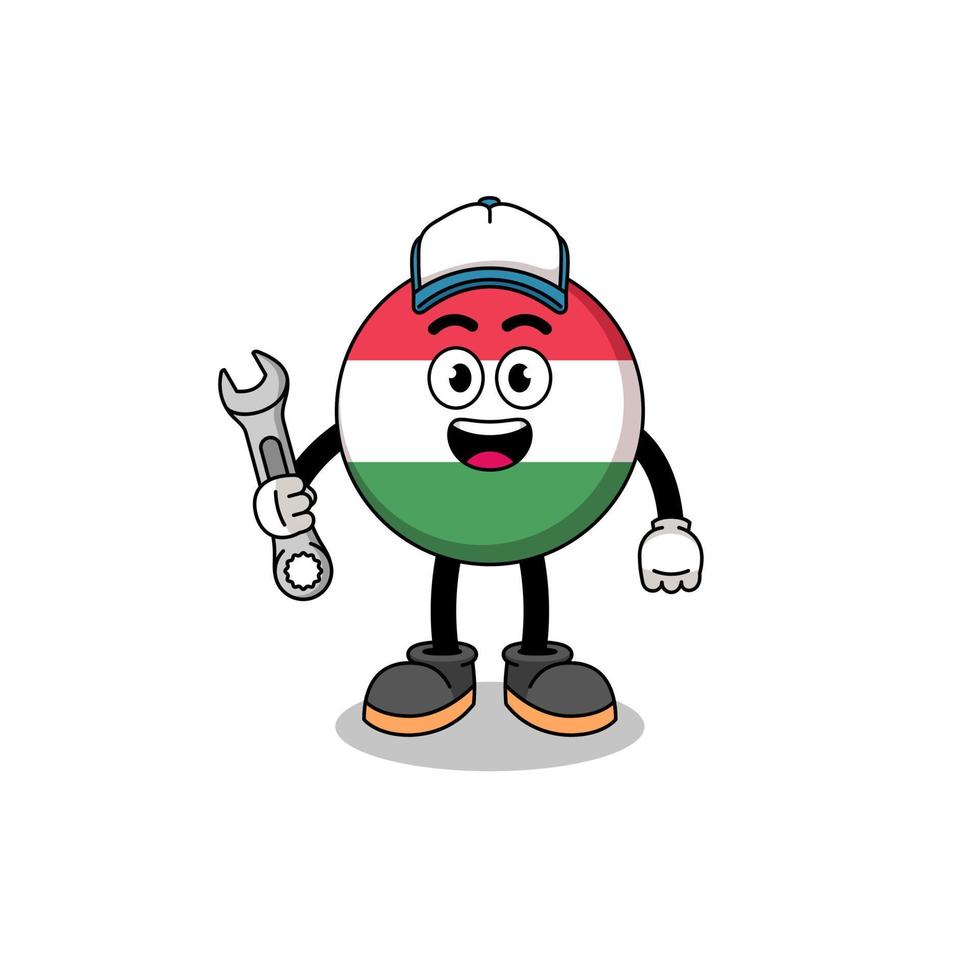 hungary flag illustration cartoon as a mechanic vector