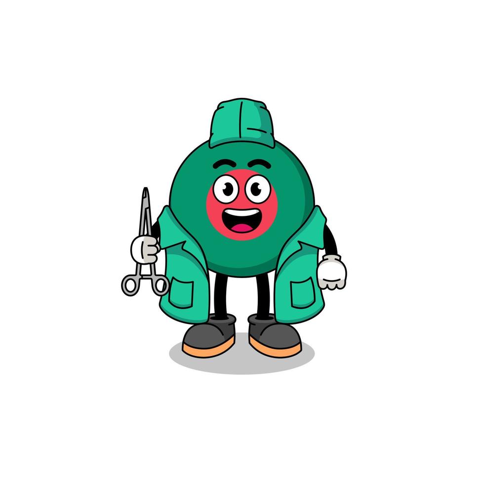 Illustration of bangladesh flag mascot as a surgeon vector