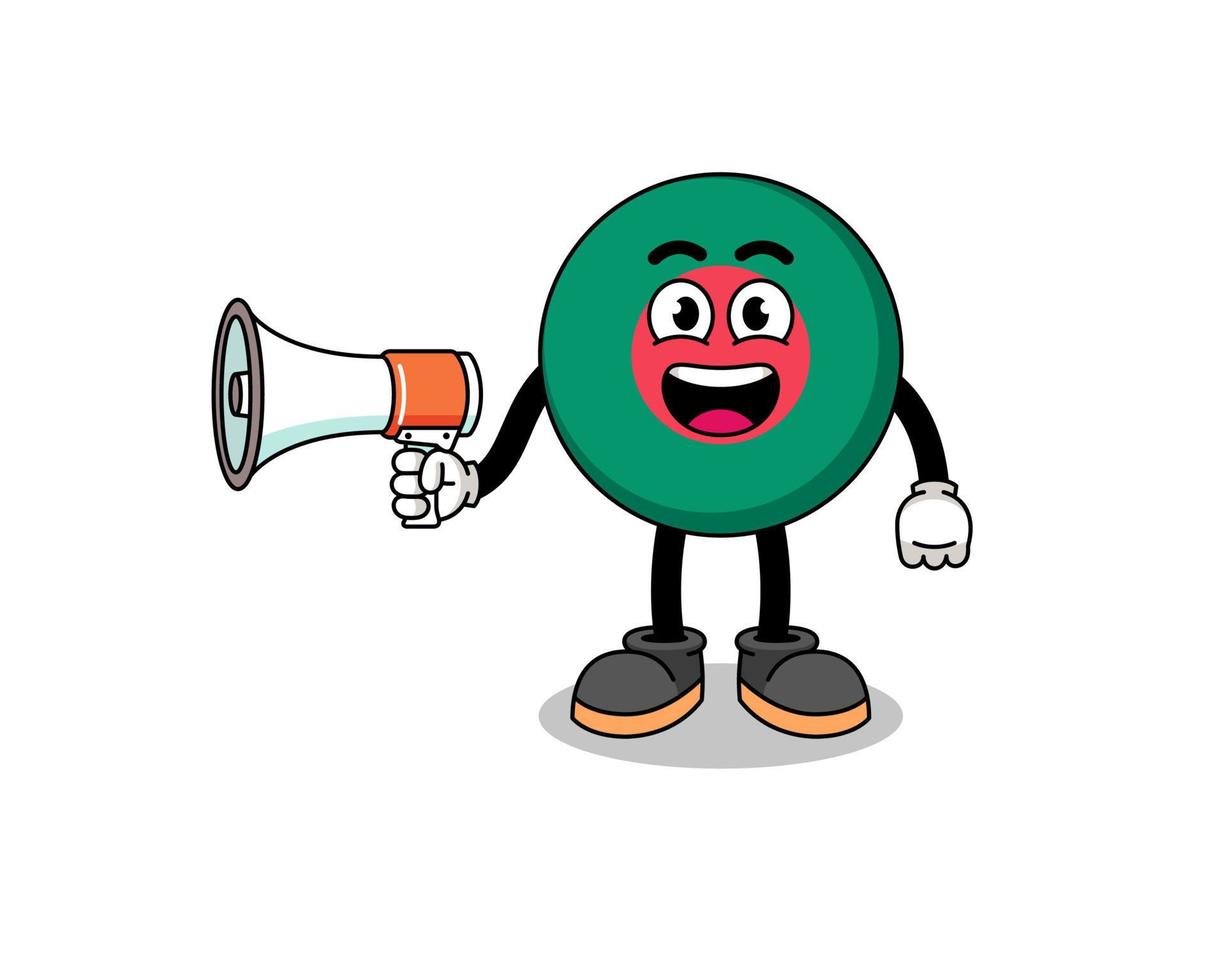 bangladesh flag cartoon illustration holding megaphone vector