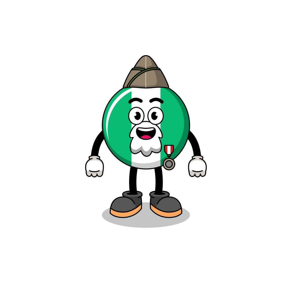 Character cartoon of nigeria flag as a veteran vector