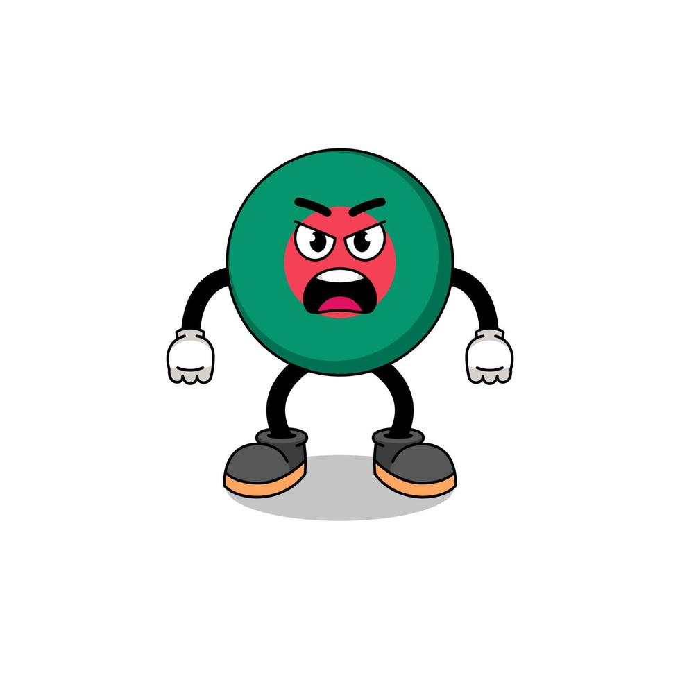 bangladesh flag cartoon illustration with angry expression vector