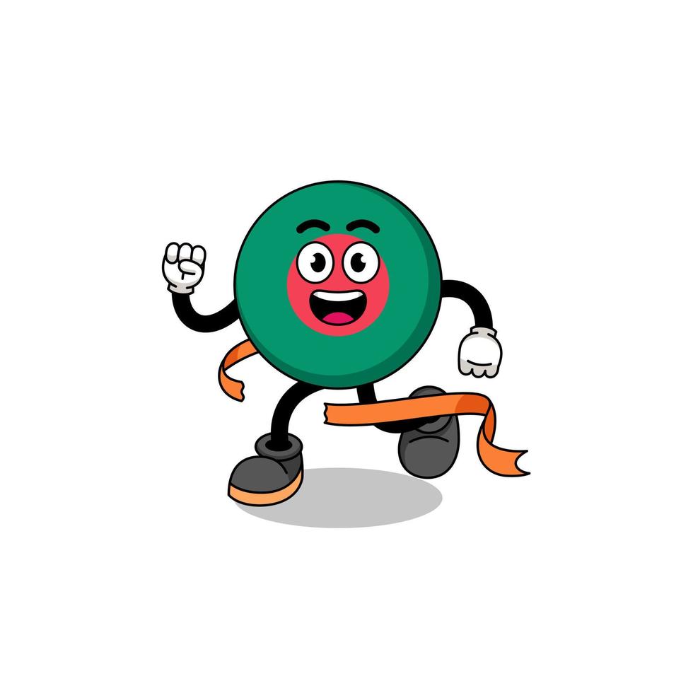 Mascot cartoon of bangladesh flag running on finish line vector