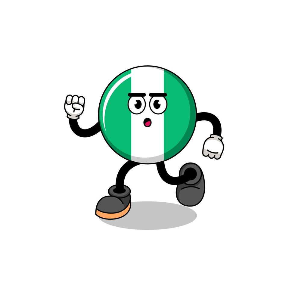 running nigeria flag mascot illustration vector