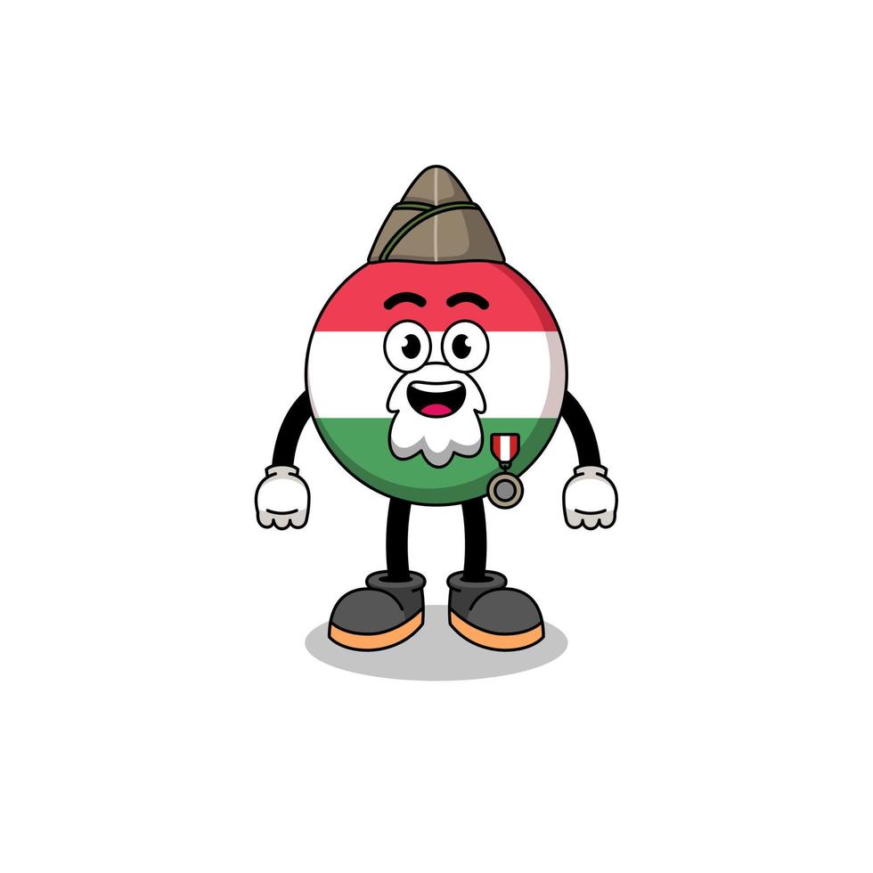 Character cartoon of hungary flag as a veteran vector