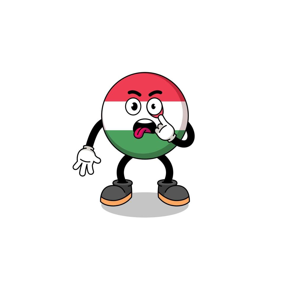 Character Illustration of hungary flag with tongue sticking out vector