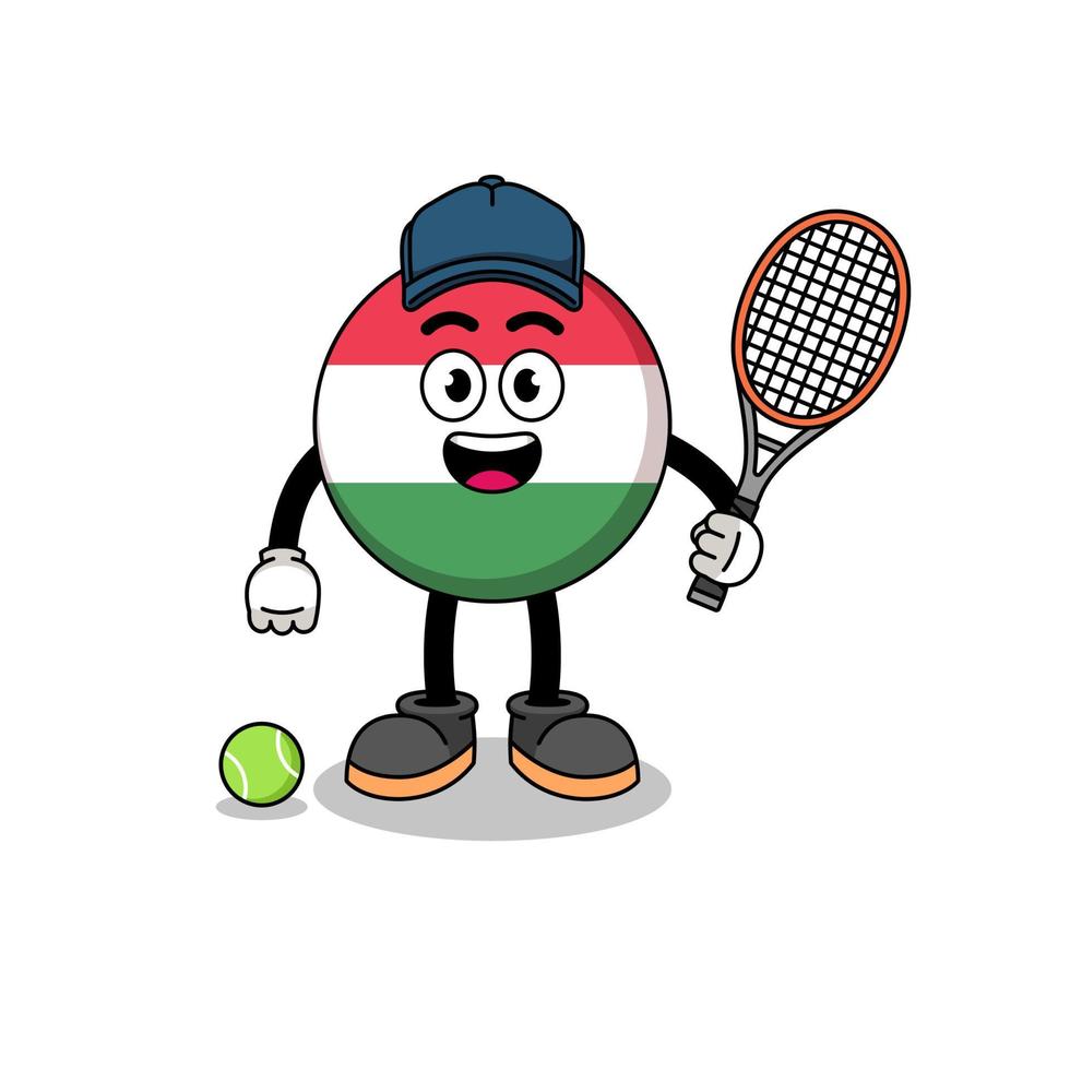 hungary flag illustration as a tennis player vector