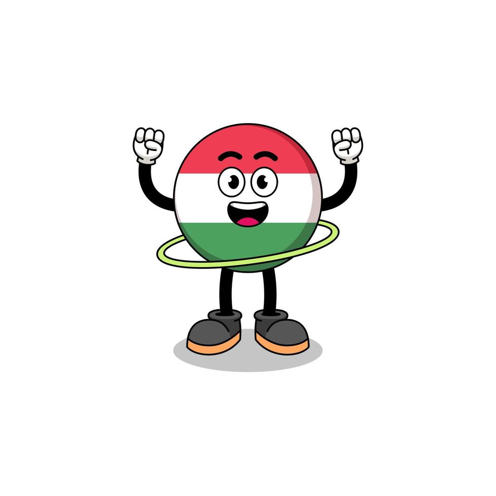 Character Illustration of hungary flag playing hula hoop vector
