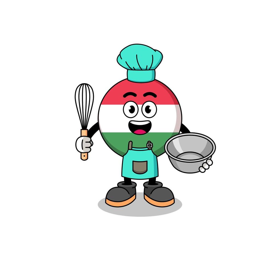 Illustration of hungary flag as a bakery chef vector