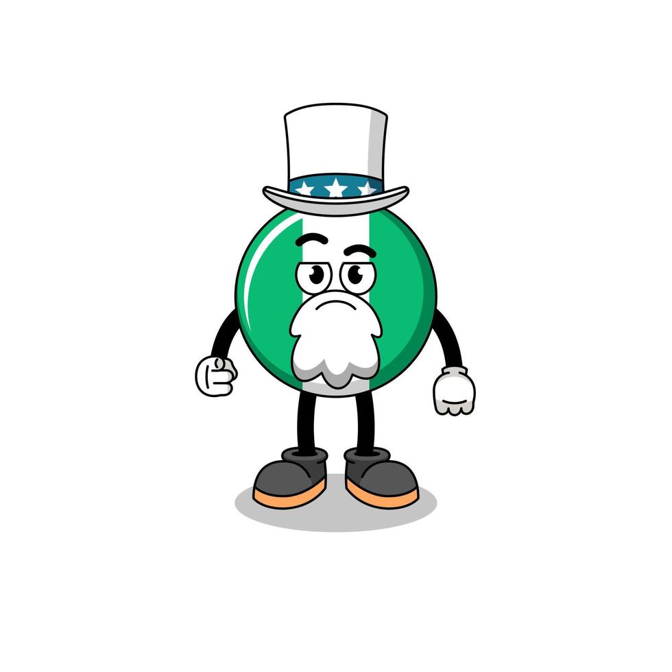 Illustration of nigeria flag cartoon with i want you gesture vector
