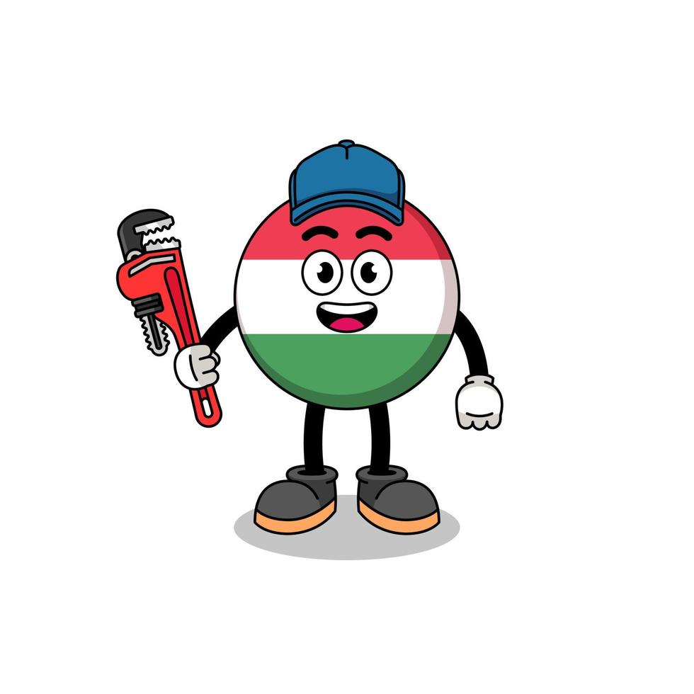 hungary flag illustration cartoon as a plumber vector