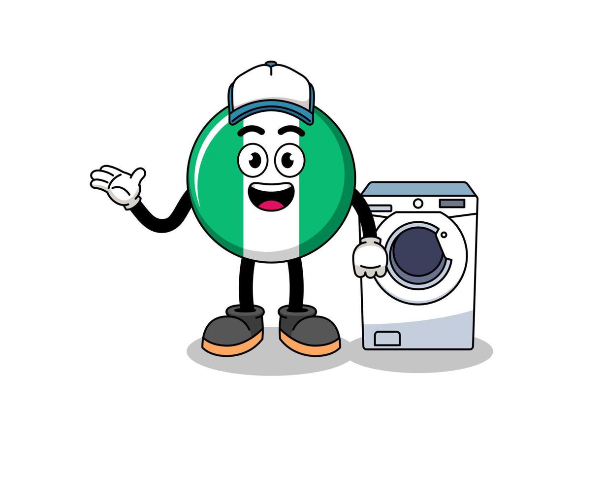 nigeria flag illustration as a laundry man vector