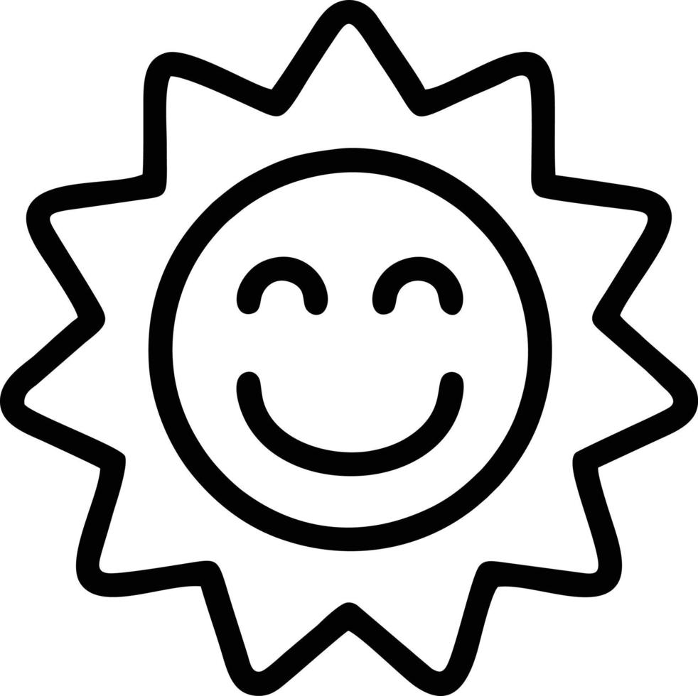 icono de sol en fondo blanco, ilustración del símbolo de icono de sol en negro sobre fondo blanco vector