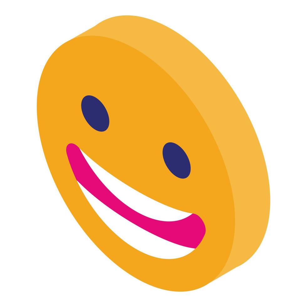 Smile emoji icon, isometric style vector