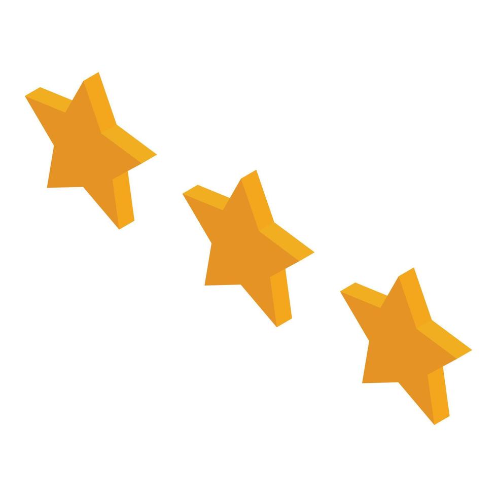 Three star rating icon, isometric style vector