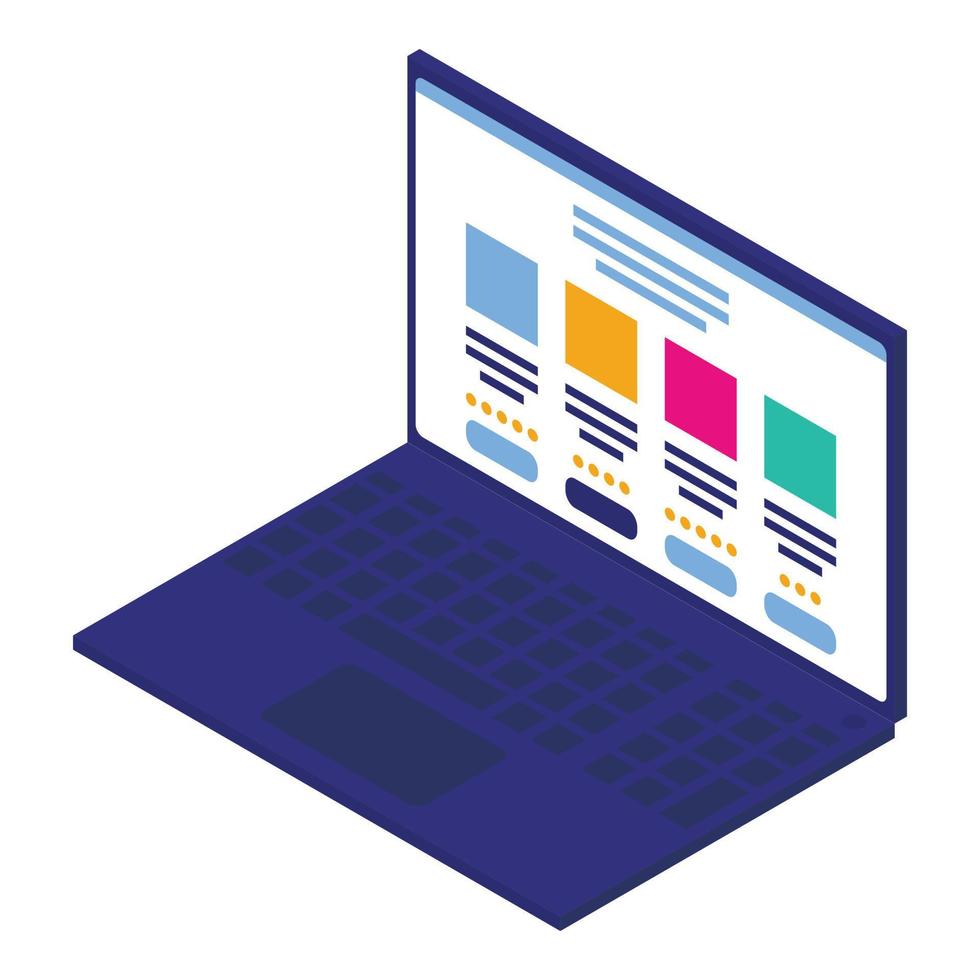 Personal laptop icon, isometric style vector